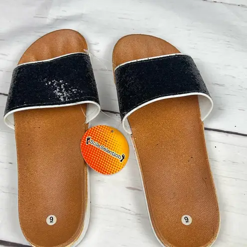 Sole Society Sole Selection Womens Golden Glitter Style Slide Sandals Sz 39