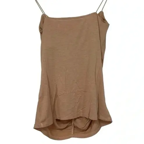 ENZA COSTA RUCHED CAMISOLE TOP SMALL DK NUDE VISCOSE LYCRA STRETCH TANK NWOT Tan