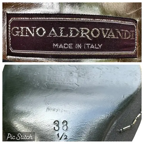 Vintage Black Beaded Heels Pumps Gino Aldrovandi Leather EU 38 1/2 US 8 Formal