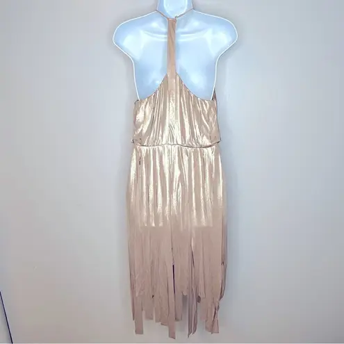 Halston Heritage Gold Metallic Carwash Dress Size M