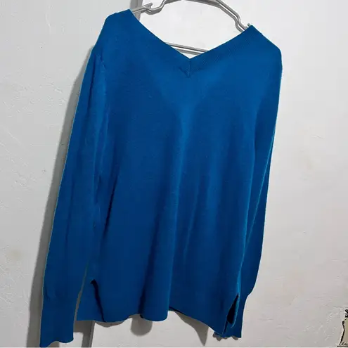 Halogen blue teal 100% cashmere cardigan oversize wide vneck sweater : Box L01: Size undefined