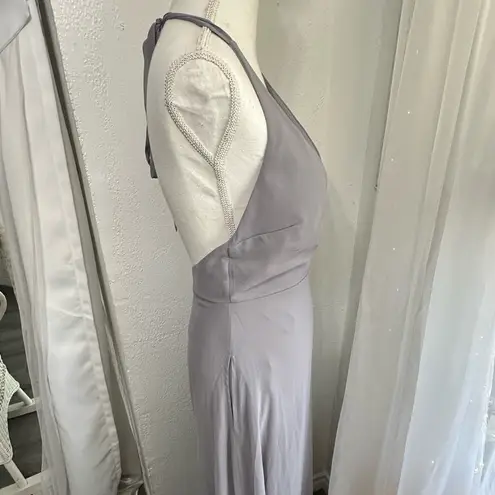 Birdy Grey Moni Dress Chiffon Silver Bridesmaid Dress Formal Long Gown size S