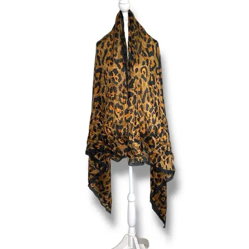Animal, Cheetah Print, Silk, Oversized Scarf Black