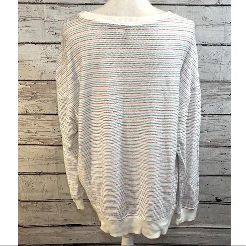 Universal Threads UNIVERSAL THREAD Sweatshirt Crewneck Cotton White w Red, Pink, Blue Stripes-XXL