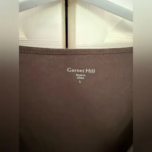 Garnet Hill Embroidered Blouse Olive Green Long Sleeve Top Size Large