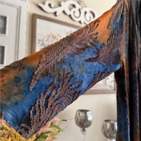 Kamana Open Front Jacket XL Multicolor Boho Artwear Cardigan Watercolor Abstract Brown