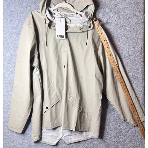 RAINS Jacket Unisex XL Cement Grey Long Hooded Ventilated Waterproof NEW Gray