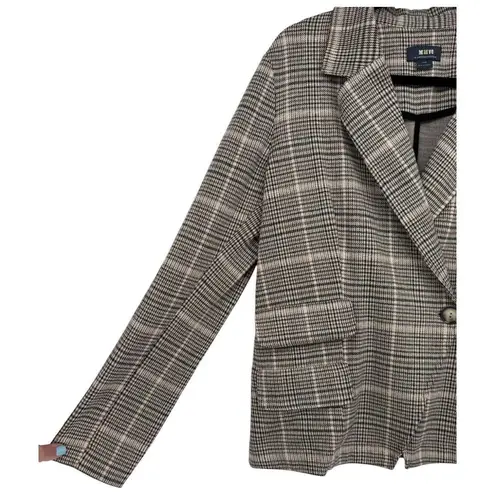 Maeve Anthropologie Collegiate Knit Plaid Blazer Jacket Sz Large Preppy Academia