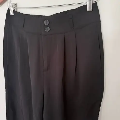 Halara High Waisted Straight Leg Work Pants Shirred Waist Zip Button Pockets ST