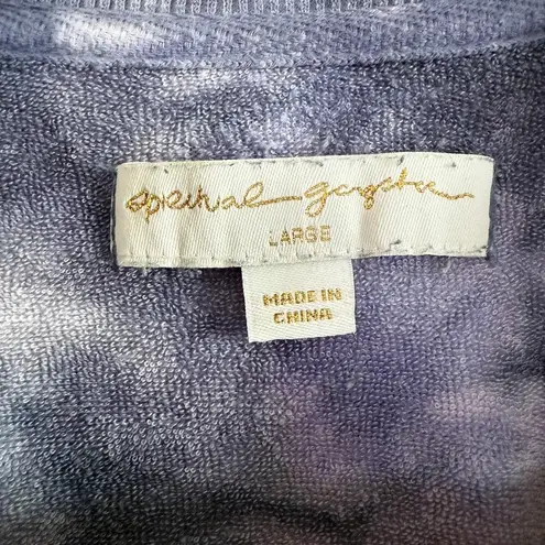 SPIRITUAL GANGSTER x PELOTON | Tie Dye Blue White Crewneck Sweatshirt Large