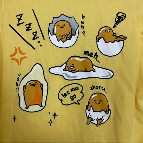Sanrio Gudetama by T-Shirt Yellow Japanese Graphic Tee Crew Neck Women Medium