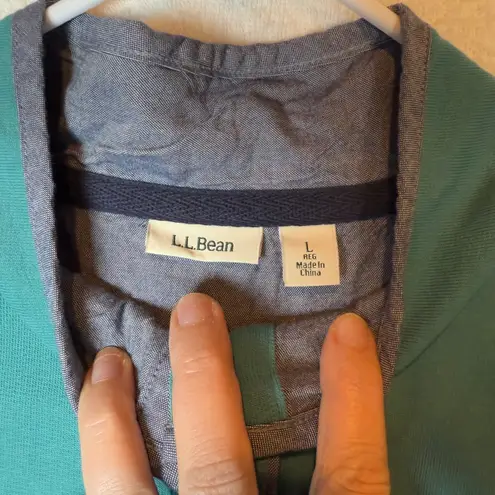 LL Bean Womens Teal 100% Cotton 1/4 Button Pullover Sweatshirt Size L Gorpcore Blue Size L