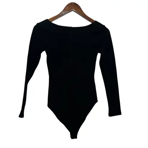 ALLSAINTS Jamie Long Sleeve Bodysuit Black Top Stretch Minimalist Womens Size 4