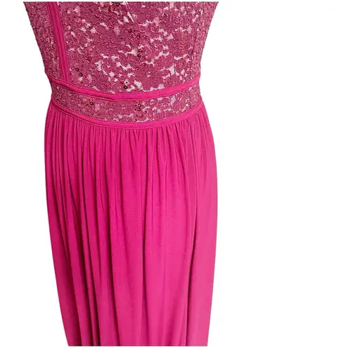 Morgan & Co Size Small Keyhole Sequins Tie Back Halter Maxi Dress Prom Maroon Red