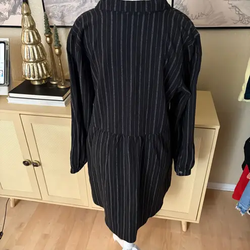 Gudrun Sjödén Linen Button Down Long Sleeve Dress Lagen Look Size Medium Black