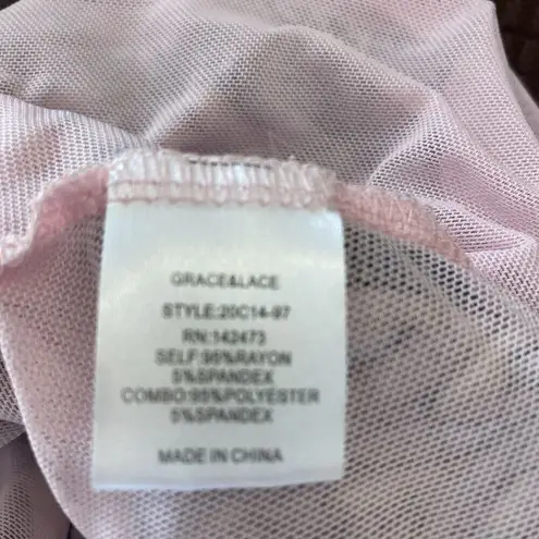 Grace & Lace Tiered Mesh Boho Floral Top Size Medium