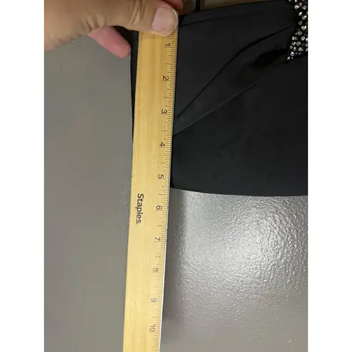 Vintage Morris Moskowitz Evening Bag Womens Black Satin Rhinestone Made USA 80s