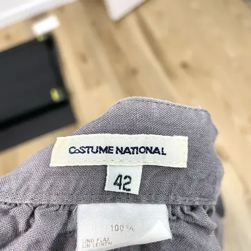 COSTUME NATIONAL 100% Linen Wrap Tie Skirt Minimalist Classic size Medium Gray