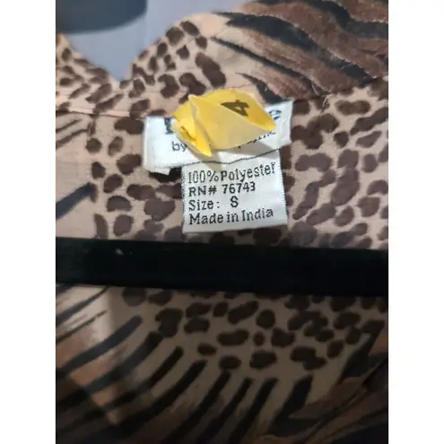 Studio Spa Sheer Animal Print Top, Women's Size 8, Vintage Begauze Brown Black