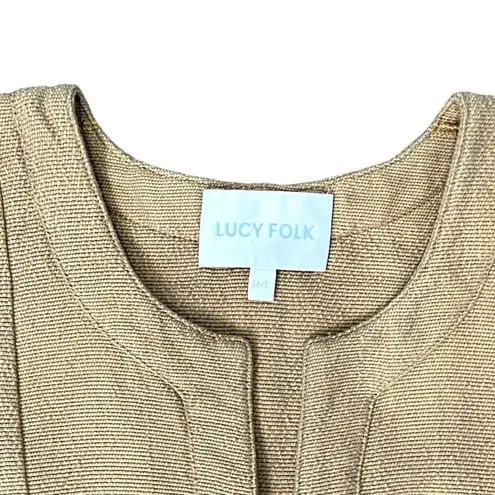 Lucy Folk Mustard Tan Tweed Thick Woven Shift Dress size M/L Designer Academia Size L