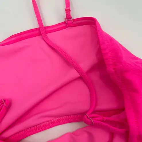 Solid & Striped Swimsuit SZ Large Cameron Cutout One Piece NWT Crinkle Rib Pink