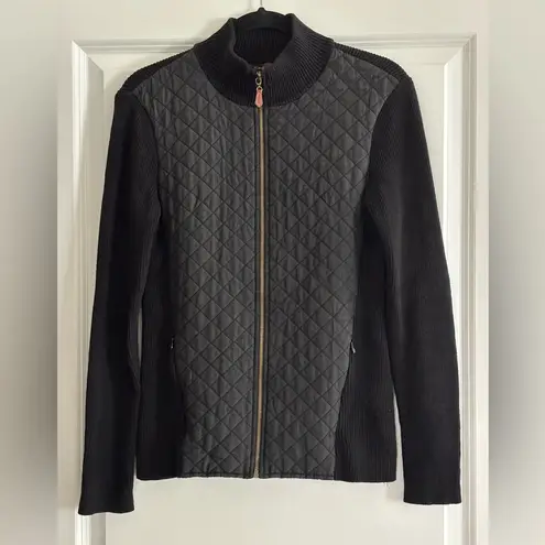 J. McLaughlin Quilted Knit Jacket Black/Gray
