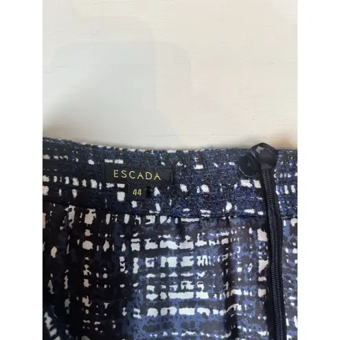 Escada Woman’s 44 Ravas Tweed Boucle Textured Pencil Skirt Back Slit Business Blue Size 14