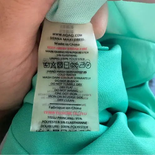 AQ/AQ Sienna Mint Green Halter Neck Sleeveless Open Back Slit Maxi Dress Size 4