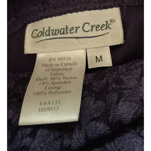 Coldwater Creek Women's Purple Floral Long Sleeve Crochet Lace Top Shirt Medium