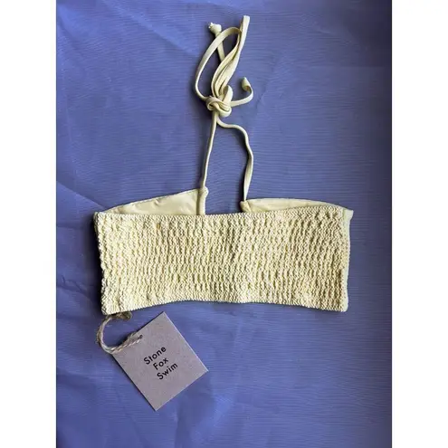 Free People Stone Fox Swim x  Meadow Top in Pale Banana Pique NWT Halter Bandeau