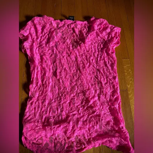 Vanity Hot Pink Stretchy Lace Top, 2XL Size 2X