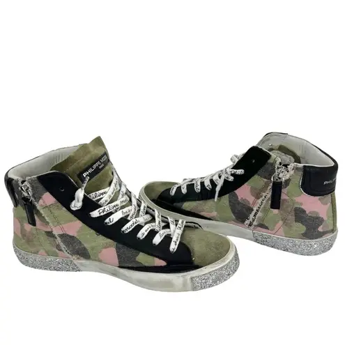 Philippe Model PRSX High Sneaker in Camouflage Military Fuschia Green Size 6 - Image 3