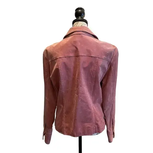 AMI A.M.I leather jacket blazer Pink size Large Snap Button Workwear Barbiecore