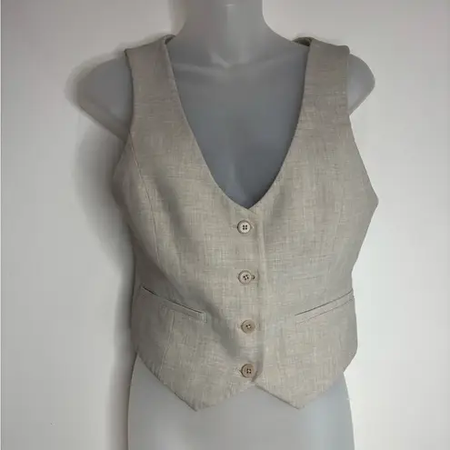 Wilfred size 6 button front vest oatmeal tan office business