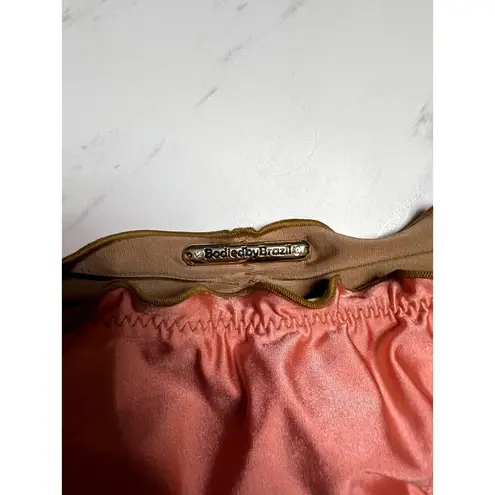 Bodied By Brazil Reversible Pink Brown Swim Bottom Scrunch Butt Brazilian Cheeky Size M