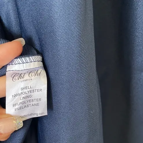 Chi Chi London Nwt Appliqué Fit Flare Party Dress Navy 4