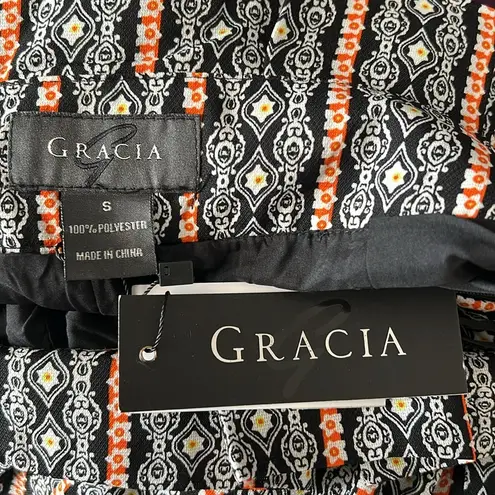 Gracia Black Palazzo Pants in Black/White/Orange, NWT, Size S