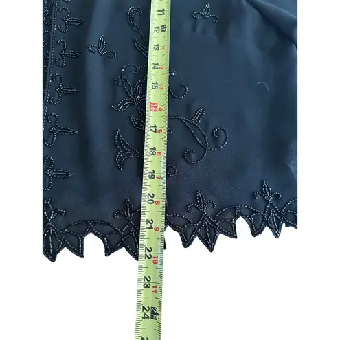 Karen Millen Karen Miller Sheer Beaded Jacket Shrug With Floral Design Scalloped Edges Sz 20
