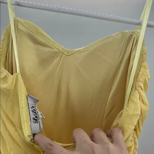 Moonlight Serenade Yellow Strapless slit Maxi Dress S formal bridesmaid party