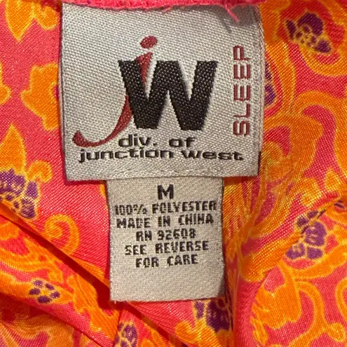 JW Sleep Orange Pink Floral Print Sleeveless Mini Slip Dress Dress Size M Size M