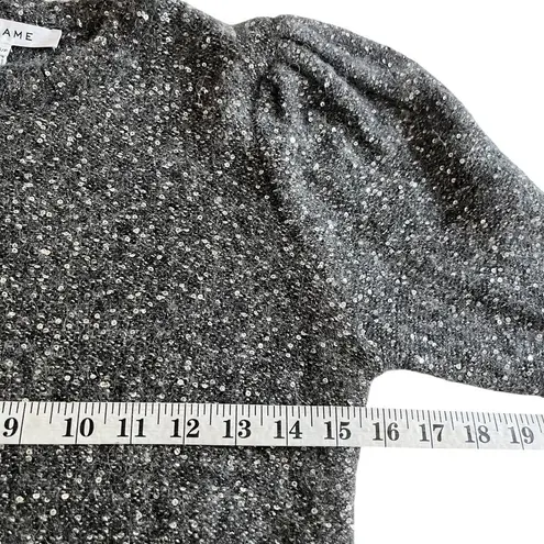 Frame Sequin Puff Sleeve Wool Crewneck Sweater in Smoke Gray Heather Size Small