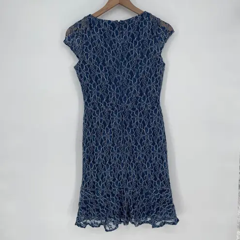 American Living Navy Blue Lace Cap Sleeve Sheath Dress Size 2