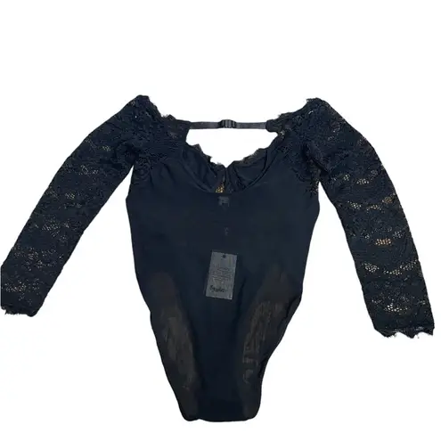 Bardot Black Mesh Lace Long Sleeve Bodysuit Women’s Size US XL(12) EUR44 New