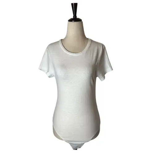 RE/DONE Bodysuit Women Small White Cotton Crew Neck Short Sleeve 1960s Slim Tee