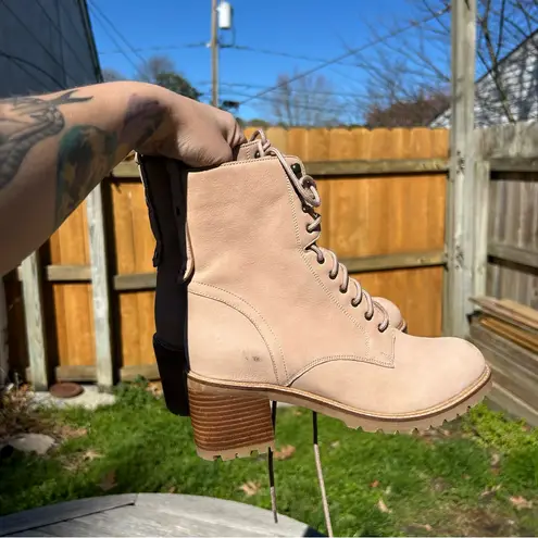 Seychelles Lace Up Irresistible Leather Combat Boot Pink Nubuck 10
