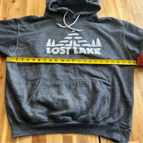 Lost Lake Graphic Hoodie Pullover Sweatshirt Gray Size Large