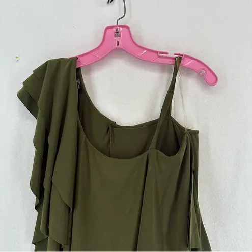 cupio  Ruffle Shoulder Sleeveless Blouse Women’s Large Green