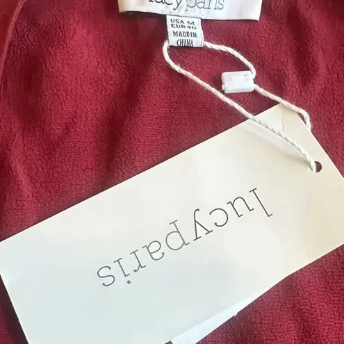 Lucy Paris Burgundy Wrap Dress Ruffle Apron Fit n Flare Size Medium Women's NWT