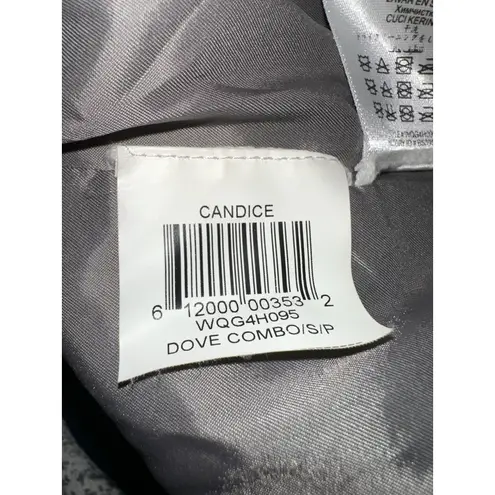 BCBGMAXAZRIA Candice Draped Open-Front Crop Jacket Blazer Tweed Dove Combo Sz S