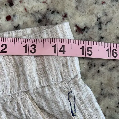 Caslon Linen Blend Elastic Waist Pull On Shorts Tan Striped NWT Size XS